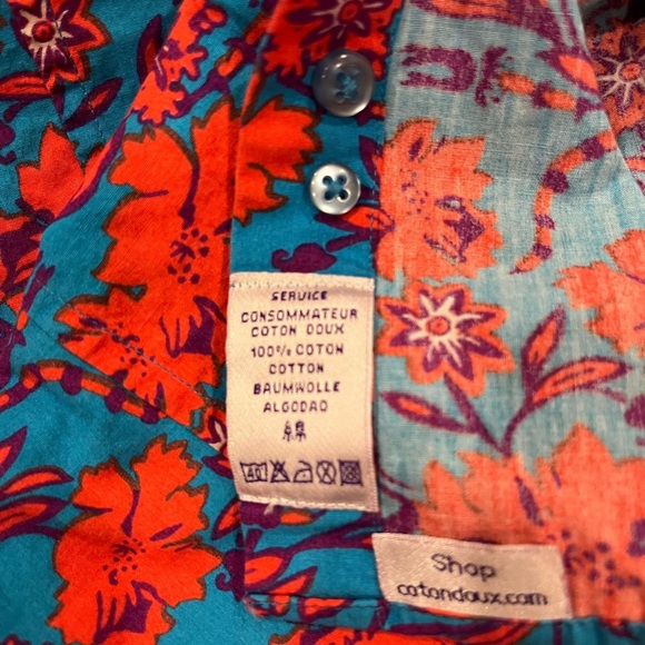 [43/17.5]Coton Doux Floral Button-Up Shirt in Red and Blue - Picture 6 of 6